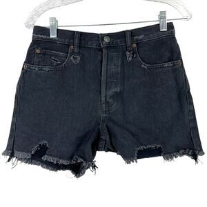 Free People NWT Makai Cutoff Short Washed Black Size 25 Frayed Hem 100% Cotton